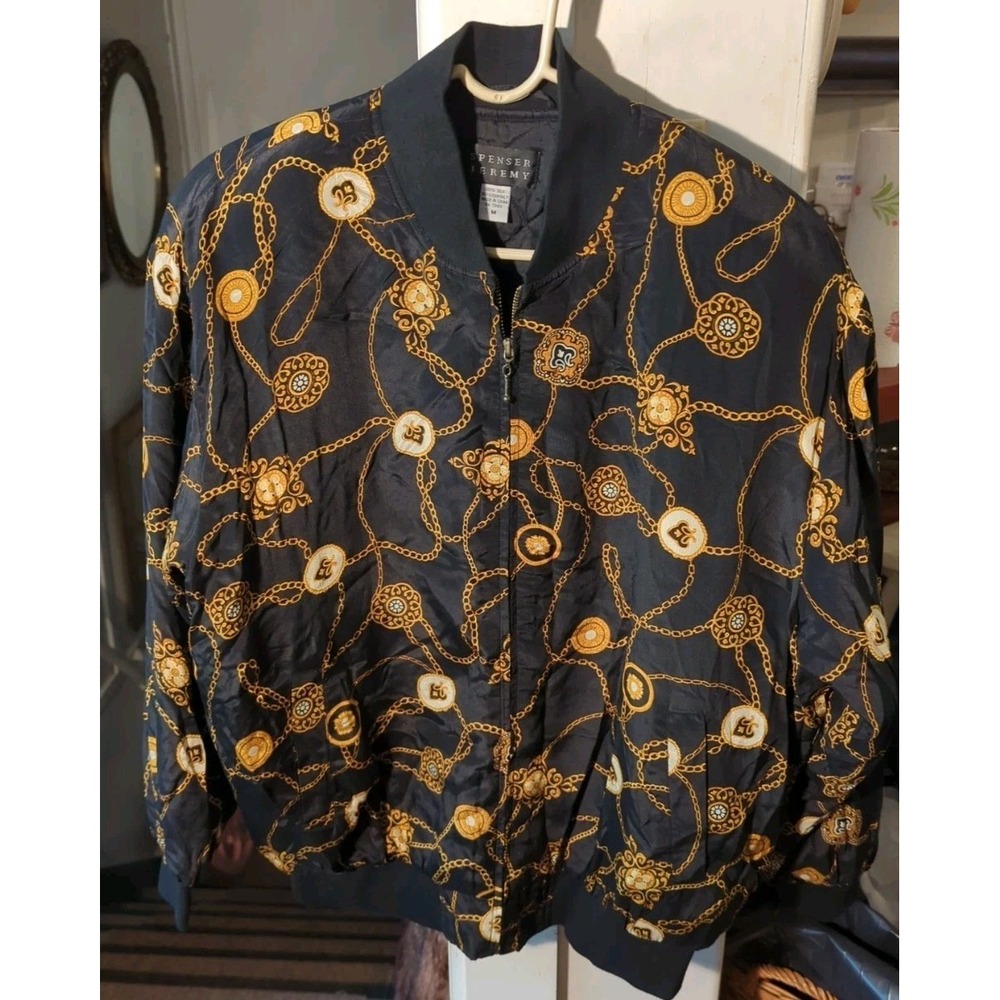 Vintage Spenser Jeremy 100% Silk Bomber Jacket Women's M Size Medium - Picture 1 of 10